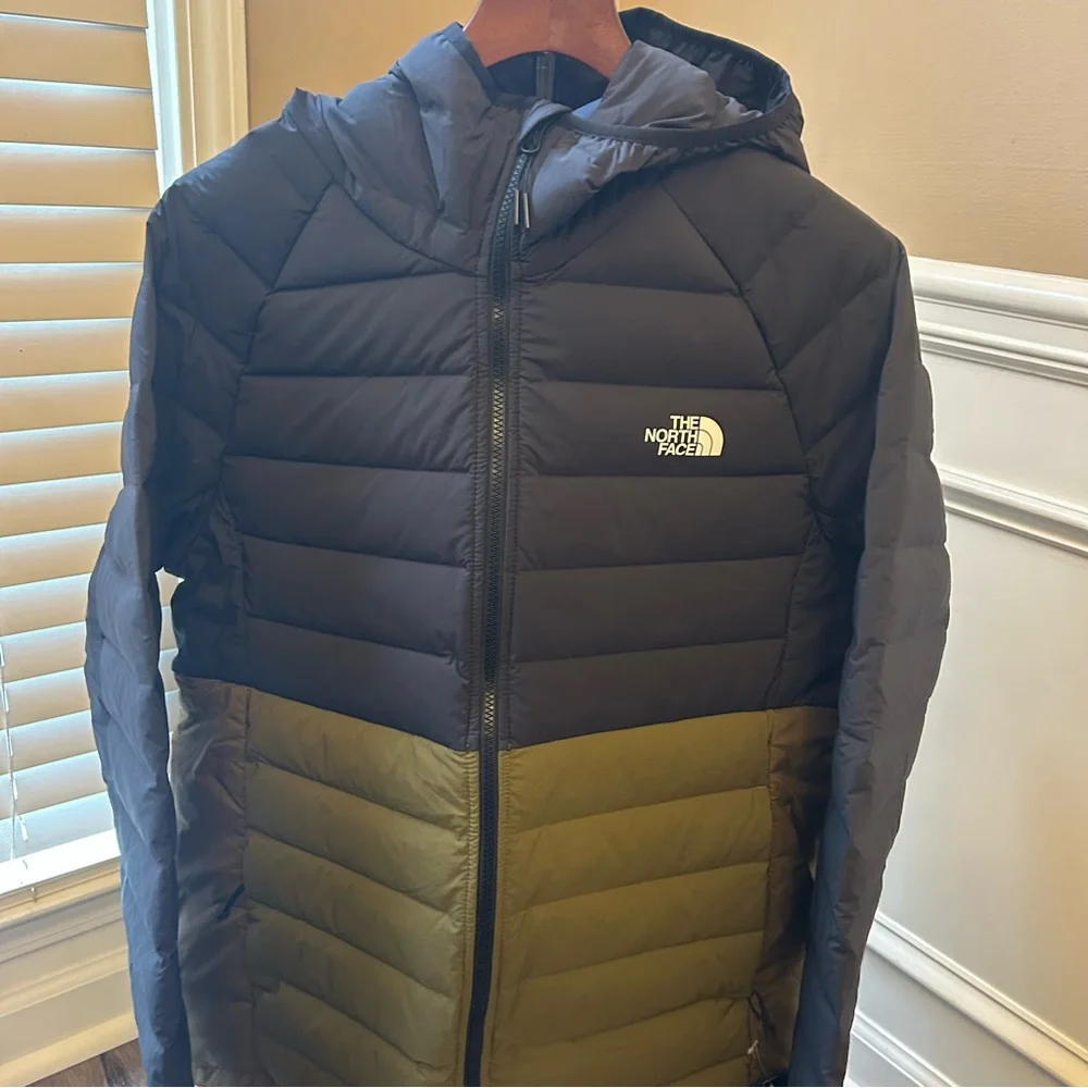 THE NORTH FACE Men's Belleview Stretch Down Hoodie Black Military Olive XL New